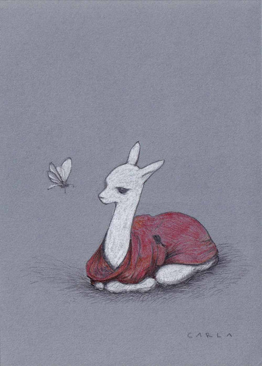 Baby llama in the dark by herself